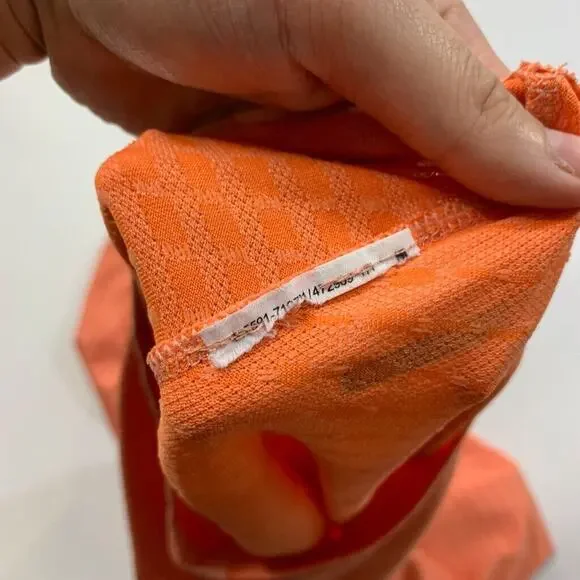 Nike Running T Shirt Mens L Large Salmon Striped Dri Fit Crew Neck Performance - Picture 7 of 9